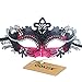 Produktbild Coofit Damen Maskerade Maske Schmetterling Form Laser Schneiden Metall Mardi Gras Maske (One Size, Rosy & Black)