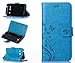 Produktbild ZeWoo Folio Ledertasche - R149 / Schmetterling und Blume (blau) - für Samsung SM-G357 Galaxy Ace 4 4G/LTE (4,3 Zoll) PU Leder Tasche Brieftasche Case Cover