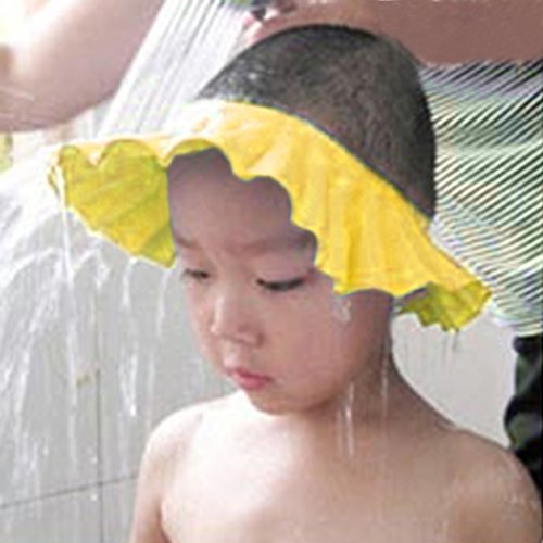 WLM Baby Child Kid Boys Girls Safe Shampoo Bath Shower Wash Hair Shield Hat Cap (Yellow)