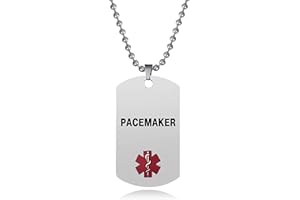 LSxAB Red Medical Alert ID Necklace for Men Women Emergency First Aid Seniors Health Alarm Laser Engraved Pendant Stainless Steel Jewellery