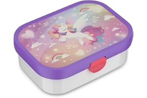 Mepal - Fiambrera Campus - Bento Box para Niños - Lonchera con Compartimento y Tenedor - Fiambrera con Cierre de Clip - Sin BPA y apta para Lavavajillas - 750 ml - Unicorn Glow