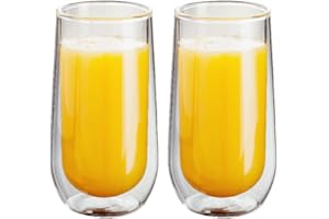 Judge Double Walled Glass Cocktail Highball Cups, Set of 2, 330ml - Vacuum Insulated, Handcrafted Artisan - Strong, Heat Resistant