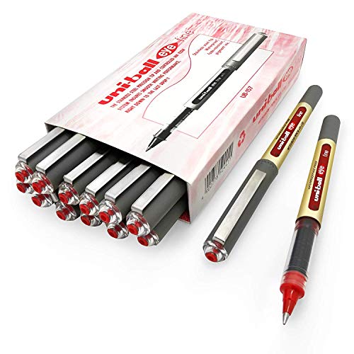Uni-Ball EYE UB-157 Lot de 12 stylos roller Pointe 0,7 mm Encre rouge