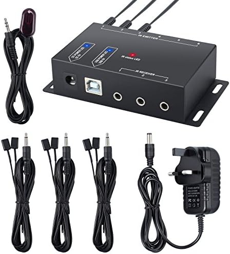 LiNKFOR IR Extender Kit IR Repeater System with 6 Emitters 1 Receiver IR Repeater Infrared Remote Control Hidden IR System