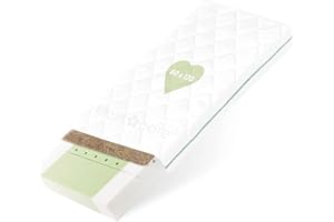 BestCare Premium Materasso per bambini in fibre vegetali | 60x120x12cm | schiuma naturale | lavabile aloe vera copri | nessun odore chimico, nessun lattice | per neonati | Standard 100 OEKO-TEX