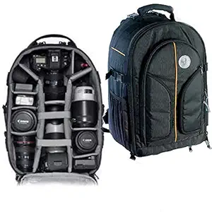 VTS DSLR Camera Backpack Bag Waterproof for Lens Accessories Tripod Monopod Heavy Duty and Video Camera (Black; Big)