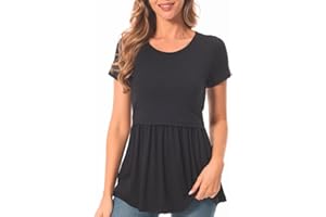 Bearsland Women's Nursing Tops Short Sleeve Scoop Neck Breastfeeding Shirt Maternity Clothes