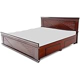 Nangli SNG Assam Teak and Plywood Bed with Storage (Brown, 78x60 Queen Size) (Brick Design Queen)