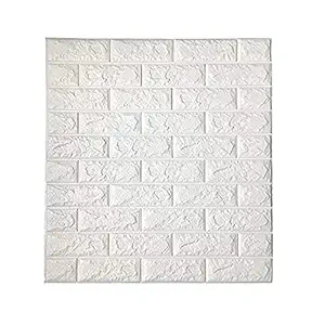 Kayra Decor Waterproof 3D Self Adhesive White Brick Design Wall Stickers Panels|PE Foam Tiles Wallpapers Suitable for Ceiling, Living Room, Bedroom, Furniture and Door (77x70Cm, 58.02 Sq.Ft)