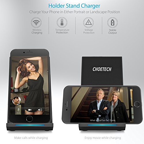 CHOETECH Galaxy Note 8/S8/S8 Plus Caricabatterie Senza Fili, Caricatore Wireless Rapido Docking Station per Galaxy S8/S8 Plus/Note 5/Note 8/S7/S7 Edge/S6 Edge+, iPhone 8/8Plus/X
