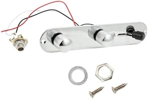 Alnicov - Interruptor de 3 vías de placa de control cableado para perillas de tono y volumen con conector Jack para guitarra eléctrica Telecaster, cromado