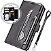 Produktbild Hnzxy Kompatibel mit Samsung Galaxy S10 Plus Hülle,PU Leder Tasche Flip Case Cover Handyhülle Reißverschluss Geldbörse mit 9 Kartenfächer Lederhülle Magnet Handy Schutzhülle Klapphülle,Schwarz