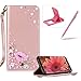Price comparison product image Diamond Leather Case for Samsung Galaxy S7 Edge,Rose Gold Strap Wallet Cover for Samsung Galaxy S7 Edge,Herzzer Luxury Pink Lips 3D Decor Design Stand Glitter Magnetic Smart Leather Case with Soft Inner