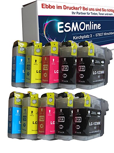 10 komp. XL Druckerpatronen mit Chip für Brother DCP-J4110DW Brother MFC-J4410DW Brother MFC-J4510DW Brother MFC-J4610DW Brother MFC-J4710DW LC123 LC125 LC127 Brother 4 x schwarz 2 x blau 2 x rot 2 x gelb