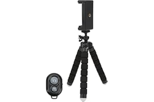 PUSOKEI Elastyczny Statyw z Gąbki, Aluminiowy Statyw do Telefonu Komórkowego Selfie Stick, 30 Stóp Bezprzewodowy Pilot Zdalnego Sterowania Uchwyt na Telefon do Telefonu Komórkowego 6-9 Cm / 2,4-3,5 Cala