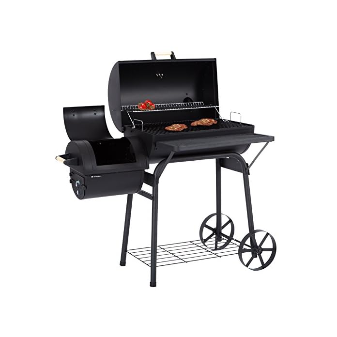Ultranatura Smoker Grill Denver Mit 2 Brennkammern Barbecue Grillwagen Zum Grillen Mit Direkter Indirekter Hitze Bbq Station Ca119 X 66 X 135 Cm
