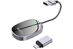 HENLSON Wireless Carplay Adapter für Apple, 2024 Neueste Wandelt Verdrahtete in Drahtlose Carplay Dongle, für Autos ab 2015,für iPhone iOS 10+,Direct Plug & Play, 5GHz Wi-Fi USB C/A, Schwarz