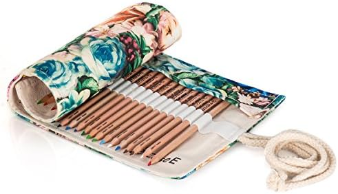 Case E Canvas Pencils Wrap, Travel Drawing Colouring Pencils Roll Organizer For Artist, Pencils Pouch Case Holder for Secret Garden Pencils Storage(Pencils are NOT INCLUDED) (72 Holes-B)