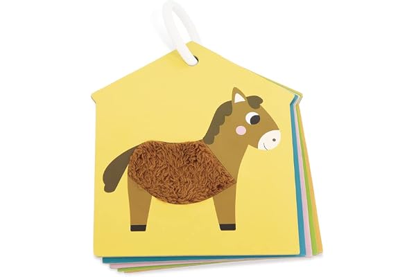Janod - Cartes Tactiles Ferme - 7 Cartes Reliées avec Anneau - Jouet d'Eveil - Jeu Educatif Toucher et Motricité - Certifié FSC - Dès 1 an, J02692