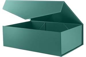 PKGMAGIC Boîte Cadeau Vide 35,6 x 24,1 x 11,4 CM, Grande Boîte Cadeau avec Couvercle,Boîte Cadeau avec Fermeture Magnétique pour Anniversaire,Mariage(Vert Brillant)