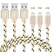 Produktbild V-CEN Lightning Kabel Syncwire iPhone Ladekabel 3 Set 10FT (3M) Nylon geflochten Lightning Datenkabel für iPhone X 8/8 Plus 7/7 Plus 6S/6S Plus 6/6 Plus 5S 5C, iPad Air, iPad mini 2/3/4, iPad 4-Gold