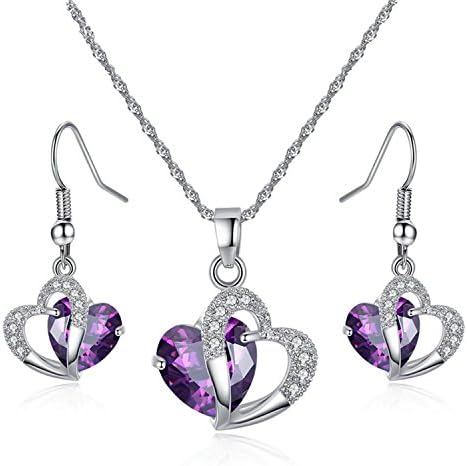 Ebuy Jewelry Water Drop Shaped Glass Crystal Earrings and Necklace Set for Her for Women Gift