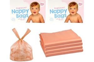 D.A.Y. REPUBLIC 400 bolsas de pañales de colores con asas de corbata, perfumadas para eliminar olores, duraderas y a prueba de fugas, ligeras y perfectas para bolsas de viaje de bebés