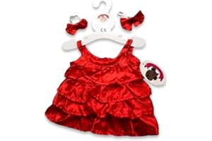 BUILD YOUR BEARS WARDROBE Costruisci Il Tuo Orsi Armadio da 15 Pollici Vestiti Adatti a Costruire Orso Frilly Dress e Archi (Red)