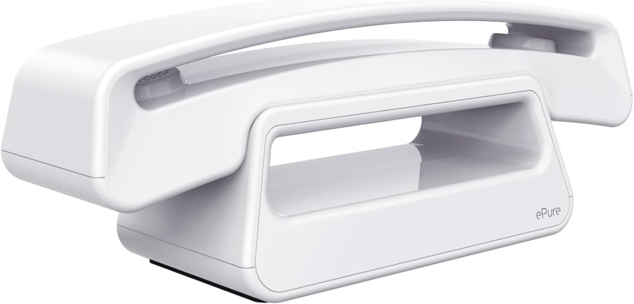 ALCATEL Epure Iconic - Teléfono Inalámbrico DECT - Diseño Vintage - Gran Pantalla Gráfica Altamente Legible - Manos Libres - Bloqueo de Llamadas - Blanco