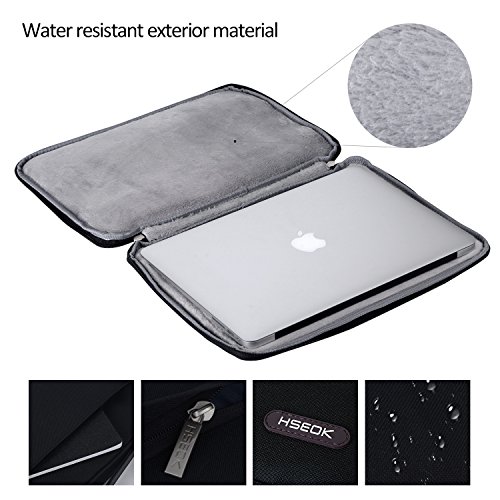 hseok 33–33,8 cm Laptop Sleeve Schutzhülle für 33 cm MacBook Air/MacBook Pro Retina/12,9 iPad Pro/33 cm 13,3 „Apple Lenovo Dell HP Ultrabook Computer Schutzhülle Tasche Cover Tragetasche/Handtasche/Aktenmappe Handtasche, schwarz schwarz schwarz - 4