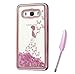 Produktbild Samsung Galaxy J5 2016 Case, Pink Plating Design, Edaroo 3d Cool Flowing Liquid Bling Sparkle Pink Hearts Glitter Style Beautiful Butterfly Fairy Girls Pattern Slim Thin Fits Soft Rubber TPU Bumper Protective Case Cover for Samsung Galaxy J5 (2016)