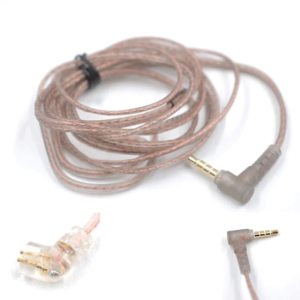KZ New 0.75MM QDC Tangle Cable for IEM, High-Purity Oxygen-Free Copper Twisted Flat Upgrade Cable with 3.5mm Gold Plated Plug (No Mic, 0.75MM QDC)