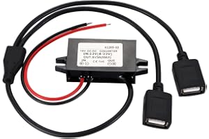 Greluma 1 Styck Vattentät DC 12V till 5V 3A USB omvandlare, dubbla USB honportar 15W DC-DC Step Down modul Buck Converter Str