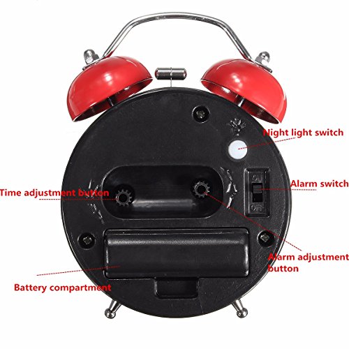 KING DO WAY Metall Doppel Glockenwecker lauter Alarm Leicht tickt Energie Sparen Hintergrundbeleuchtung Quarzlaufwerk Wecker kinderwecker Alarm Clock Licht Blau - 3