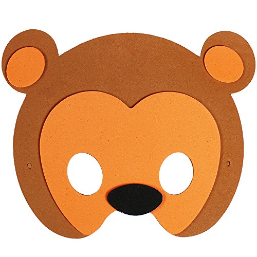 COM-FOUR® 6-teiliges Tiermaskenset, Löwe, Tiger, Giraffe, Zebra, Affe und Bär - 4