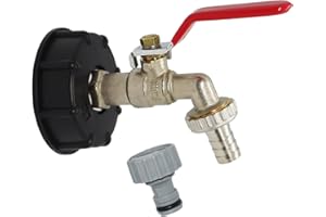 Bekindpro IBC Wasserhahn IBC Kugelauslaufhahn Adapter S60x6 Messing IBC Auslaufhahn 1/2 Zoll Gartenschlauch Wasserhahn Wassertank Schlauchanschluss Kugelhahn Ersatz IBC Tank Zubehör
