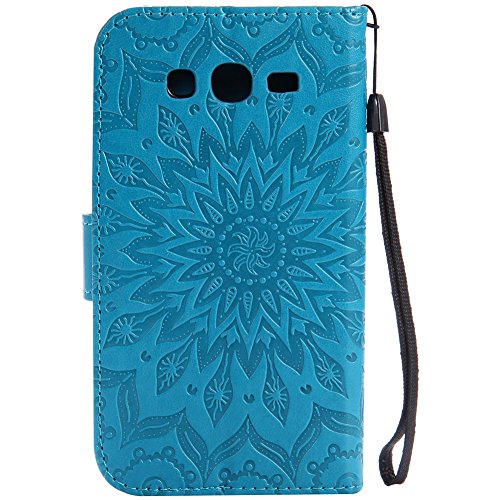 Nancen Tasche Hülle für,Samsung Galaxy Grand Neo Plus I9060 Hülle,Samsung Galaxy Grand Neo Plus I9060 / Grand Duos I9082 (5 Zoll) Leder Wallet Tasche Brieftasche Schutzhülle, Nancen Prägung Sonnenblume Muster PU Leder Handytasche im Bookstyle Stand Funktion Kartenfächer Magnet Etui Schale - 3