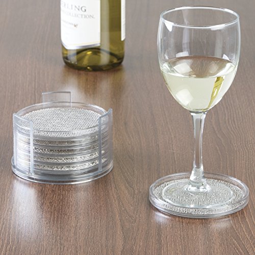 InterDesign 22822EU Twillo Untersetzer mit Halter 6-er Set, Rund, metallic / durchsichtig - 2