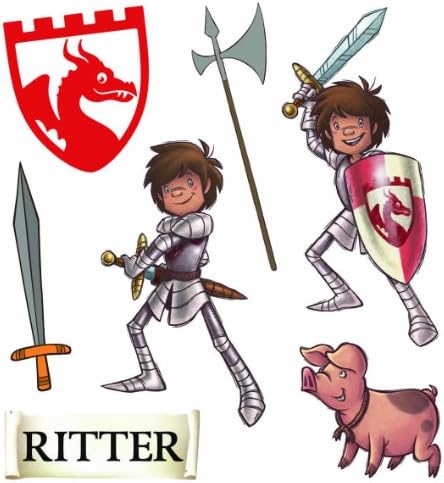 * * Tattoos Gift or Party Bag Gift/Knight/1 Sheet with 7 Tattoos Childrens Tattoo Stickers for Birthday Parties Gifts and the Little Thousand Impact Thekla