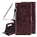 Produktbild SKYXD Luxus Elegant Prägung Sonnenblume Einfarbig Muster PU Leder Hülle für Samsung Galaxy A9 2018, 3D Retro Schöne Mandala Floral Geprägtes Brieftasche Standfunktion Magnetverschluss Etui(Braun)