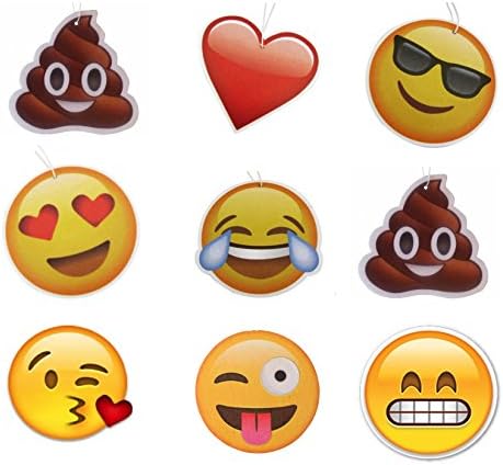 Jeweliana Emoji Car Air Freshener Scent Pack of 9 Poo Heart Laughing Cool Dude