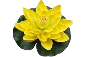 AchidistviQ-artificiale fiore di loto finto galleggiante acqua giglio giardino stagno pesce serbatoio Decor - giallo