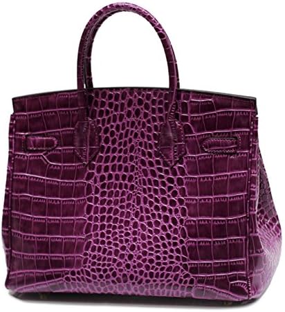 Women's Genuine Leather Handbag Fashion Crocodile Pattern Genuine Leather With Shoulder Strap 5 Colors ( Color : Purple , Size : 25 )