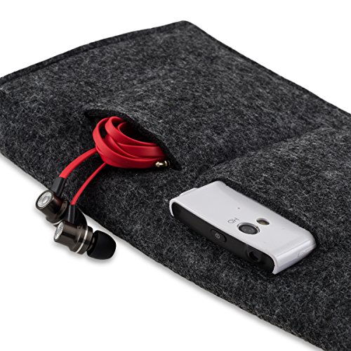 kwmobile Tablettasche Filz Sleeve für 7″ Tablet – Tablet Schutzhülle Tasche Case Hülle in Dunkelgrau mit Innentaschen Innenmaße: ca. 20,9 x 14,0 cm - 4