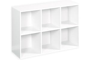 KARAT Étagère de Rangement élégante à Plusieurs Compartiments,Bibliothèque de Chambre en cubique avec Sangle de sécurité,Anti-basculement (Blanc Vermont, 29,8 P x 91,2 L x 61 H cm (6 Cases))