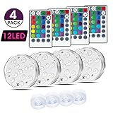 VIELFÄRBIG - Jede Teichbeleuchtung gibt es 12 helle LED Perlen, 16 statische Farben und 4 dynamische Beleuchtungsmodi: Flash, Strobe, Verblassen, und Glättung.