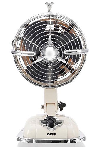 KHAPP Retro Ventilator klein in Weiß, Tischventilator JET mit 3 Geschwindigkeitsstufen, kleiner Standventilator im 50er Jahre Design - 4