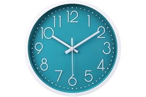‎JOMPARIS jomparis 30 cm Modern Quartz Silent Turquoise Wall Clock Sweeping Seconds without Ticking – Petrol Wall Clock is Perfect Decor for Living Room, Room, Office