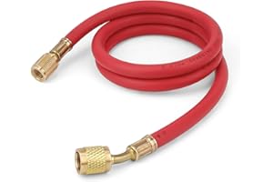 Mangueras de Refrigerante R410a, LNSYSNS AC Manguera de Carga, Mangueras Carga Refrigerante 1,5 m-800 PSI con Conector de Rosca 1/4 SAE para Accesorios de Aire Acondicionado (Rojo)