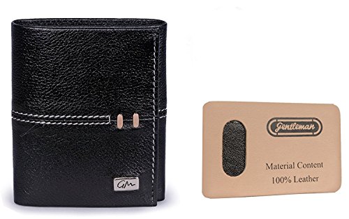Gentleman Black Genuine Leather Three Fold Wallet (7 Card Slots) RS.540 (64.00% Off) - Amazon
